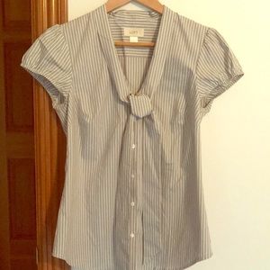Loft gray and white stripped shirt